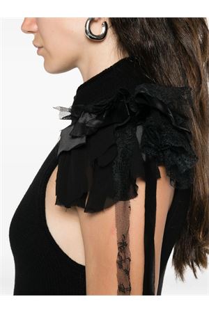 Black ruffled-detail blouse ALBERTA FERRETTI | A088551010555